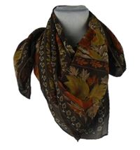 Dámský hnědý květovaný šifonový šátek 