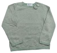 Svetlozelený trblietavý sveter s mašlou H&M