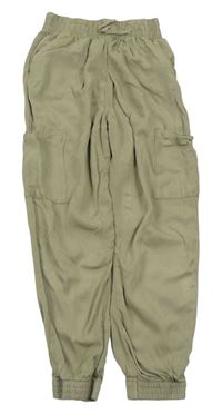 Khaki ľahké cuff nohavice H&M
