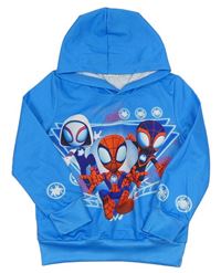 Svetlomodrá ľahká mikina so Spidermany a kapucňou