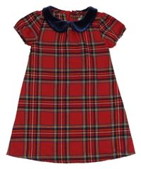 Červeno-farebné kockované šaty s golierikom Primark