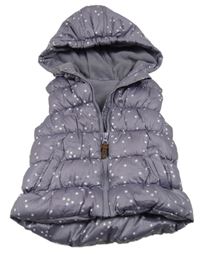 Fialová šusťáková zateplená vesta s hvězdami a kapucí St. Bernard