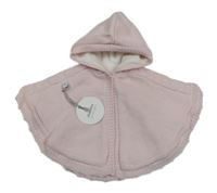 Nové - Světlerůžové pletené podšité pončo s kapucí Absorba