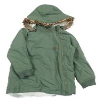 Khaki šusťáková zateplená bunda a kapucí H&M