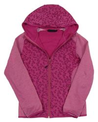 Růžová propínací mikina s listy a kapucí CMP