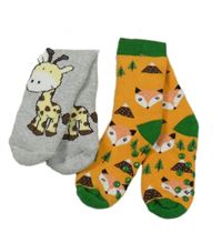 Nové - 2x ponožky šedé so žirafou+ oranžové s liškami