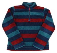 Modro-červená pruhovaná chlpatá mikina M&Co.