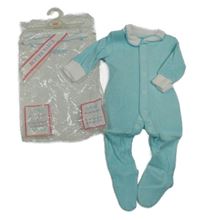 Nové - Světlemodro-bílý froté overal