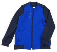 Tmavomodro-modrá sportovní funkční propínací mikina KIPSTA