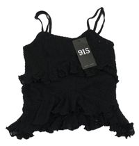 Nové - černý crop top s volánky New Look