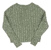 Zeleno-biely melírovaný crop sveter H&M