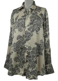 Dámska béžová saténová blúzková á tunika s kvetmi H&M