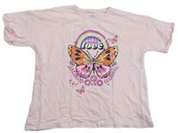 Svetloružové oversize tričko s motýlom F&F