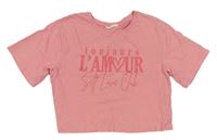 Ružové crop tričko s nápisom Candy