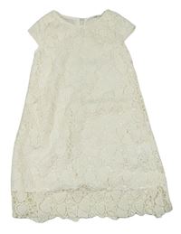 Smotanové čipkové šaty so srdiečkami H&M