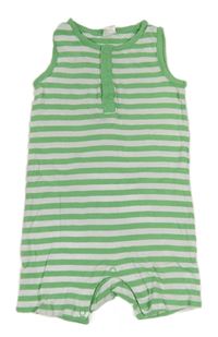 Zeleno-bílý pruhovaný kraťasový overal H&M
