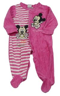 Růžovo-pruhovaný sametový overal s Minnie Disney
