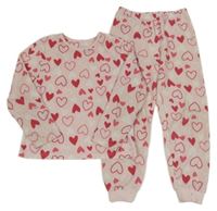 Světlerůžové plyšové pyžamo se srdíčky Primark