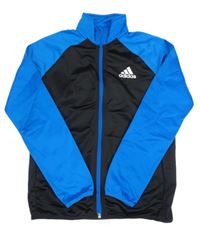 Černo-modrá sportovní propínací thermo mikina Adidas