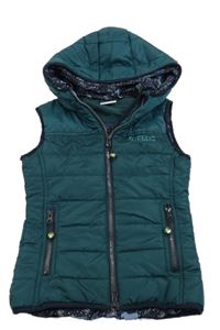 Tmavozelená šušťáková zateplená jezdecká vesta s kapucňou Steeds