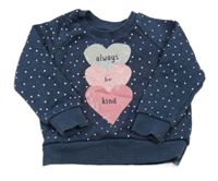 Tmavomodrá puntíkatá mikina se srdíčky Primark