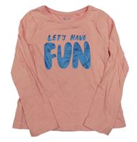 Růžové triko s nápisem Tu