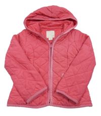 Ružová šušťáková prešívaná zateplená bunda s kapucňou Old Navy