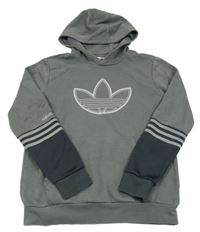 Sivo-čierna mikina s logom a kapucňou Adidas