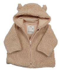 Světlerůžová huňatá propínací mikina s kapucí M&S