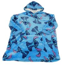 Modrá chlpatá zateplená oversize mikina so Stitchem a kapucňou Disney