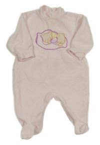 Svetloružový zamatový overal s medvedíkom