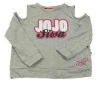 Sivá mikina s nápisom a volnými rameny - Jojo Siwa
