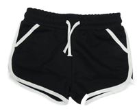 Čierne teplákové kraťasy s bílým lemem Primark