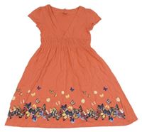 Korálové bavlněné šaty s motýlky Y.F.K. 