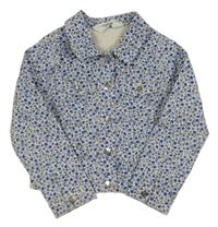 Bílo-modrá květovaná riflová crop bunda H&M