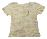 Béžovo-žlté army tričko s nápisom Primark