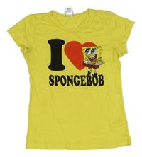 Žluté tričko s nápisem a Spongebobem 