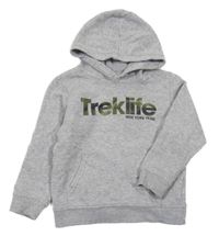 Sivá melírovaná mikina s army nápisom a kapucňou H&M