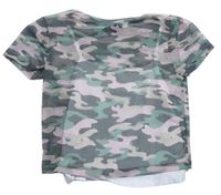 Zeleno-ružovo-tmavosivé army tylové tričko s všutým topem New Look