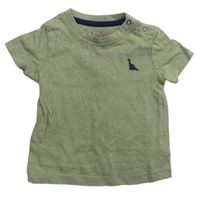 Khaki melírované tričko s dinosaurom Peacocks