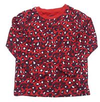 Červeno-tmavomodro-biele vzorované tričko Lupilu
