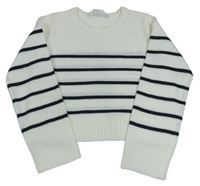 Smetanovo-čierny pruhovaný crop sveter H&M