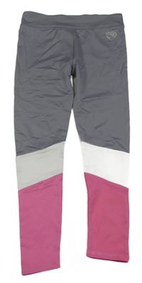 Sivo-ružovo-biele športové legíny Body Glove