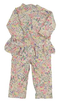 Svetloružový kvietkovany UV overal s volánikom Mothercare