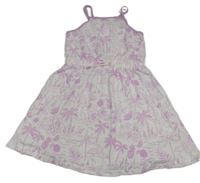 Bílo-lila bavlnené šaty s kvietkami M&S