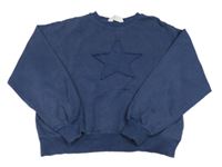 Tmavomodrá oversize crop mikina s hviezdou H&M