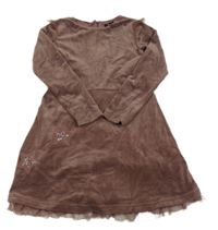 Vínové zamatové šaty s hviezdičkami a tylovým volánikom