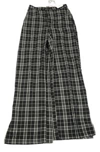 Nové - Černo-bílé kostkované straight kalhoty H&M