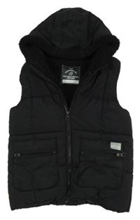 Čierna šušťáková zateplená vesta s kapucňou George