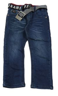 Tmavomodré džegíny s páskem F&D